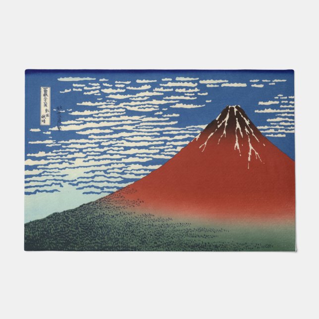 Mount Fuji in Clear Weather (Red Fuji) (Hokusai) Doormat (Front)