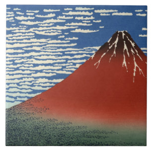 Mount Fuji in Clear Weather (Red Fuji) (Hokusai) Tile