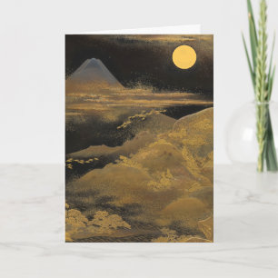 Mount Fuji in Moonlight - Golden: Blank  Card