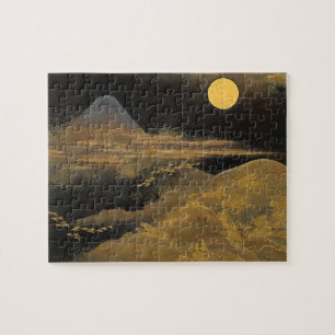 Mount Fuji in Moonlight  - Golden  Jigsaw Puzzle