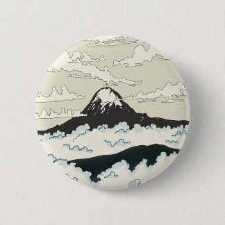 Mount Fuji Japan art block. 6 Cm Round Badge