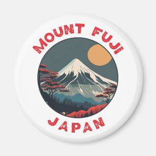 Mount Fuji Japan Distressed Circle Magnet