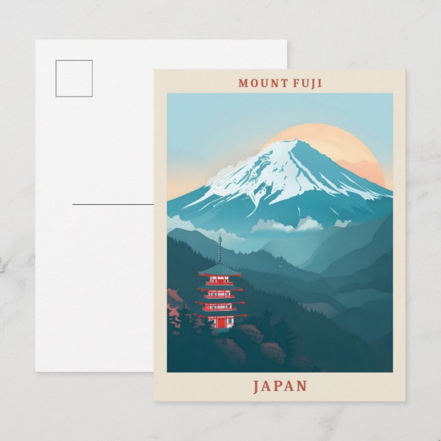 Mount Fuji Japan Elegant Vintage Travel Postcard (Front/Back)