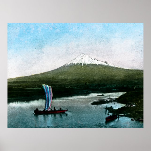 Mount Fuji Japan Lake Yamanaka Vintage Poster (Front)