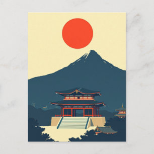 Mount Fuji Japan Minimalist Retro Postcard