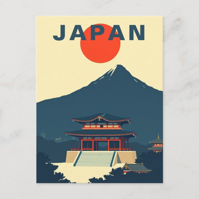 Mount Fuji Japan Minimalist Vintage Postcard (Front)