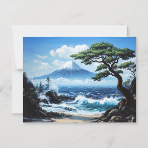 Mount Fuji Japan Ocean View Painting Postcard