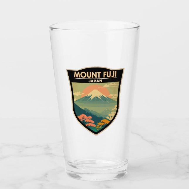 Mount Fuji Japan Travel Art Vintage Glass (Front)
