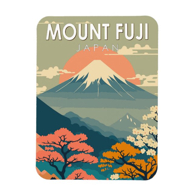 Mount Fuji Japan Travel Art Vintage Magnet (Vertical)