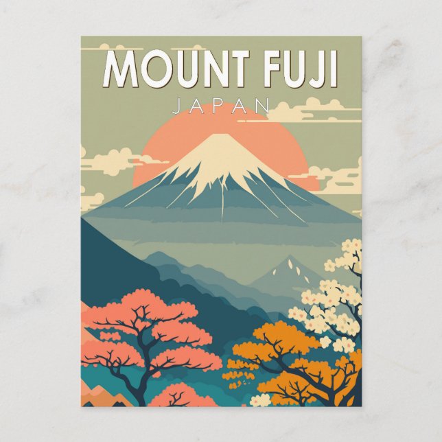 Mount Fuji Japan Travel Art Vintage Postcard (Front)