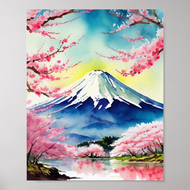 Mount Fuji Japan Watercolor Poster (Front)