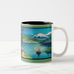 Mount Fuji Japanese Woodblock - Beautiful Two-Tone Coffee Mug