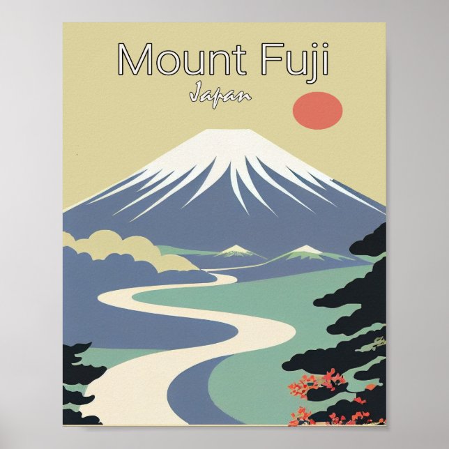 Mount Fuji Minimalist Vintage Travel Poster (Front)