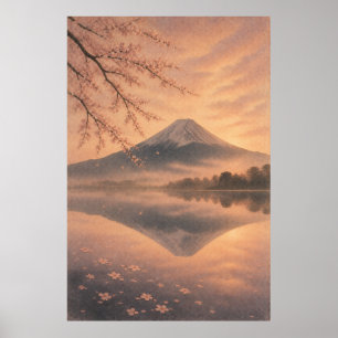 Mount Fuji Reflection Japandi Wall Art Poster