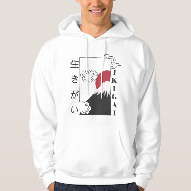mount fuji retro japanese kanji hoodie (Front)