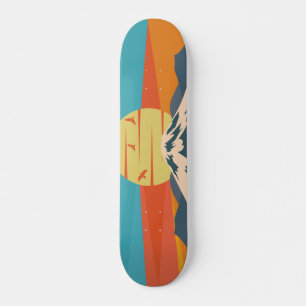 Mount Fuji Retro Style Mountain Sunset in Japan Skateboard
