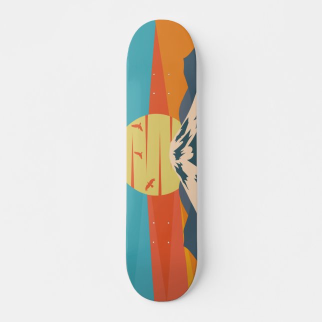 Mount Fuji Retro Style Mountain Sunset in Japan Skateboard (Front)