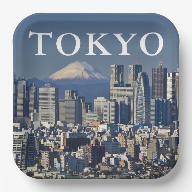 Mount Fuji | Shinjuku District Skyline Tokyo Japan Paper Plate (Front)
