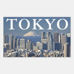 Mount Fuji Shinjuku District Skyline Tokyo Japan Rectangular Sticker