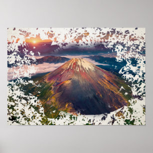 Mount Fuji Sunrise Artistic Landscape Poster
