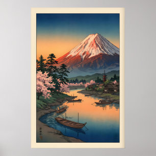 Mount Fuji Sunset Print - Dusky Sky, Mirror-Like
