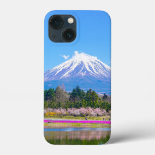 Mount Fuji Trees and Flowers iPhone 13 Mini Case