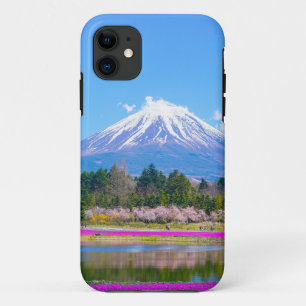 Mount Fuji Trees and Flowers iPhone 11 Case