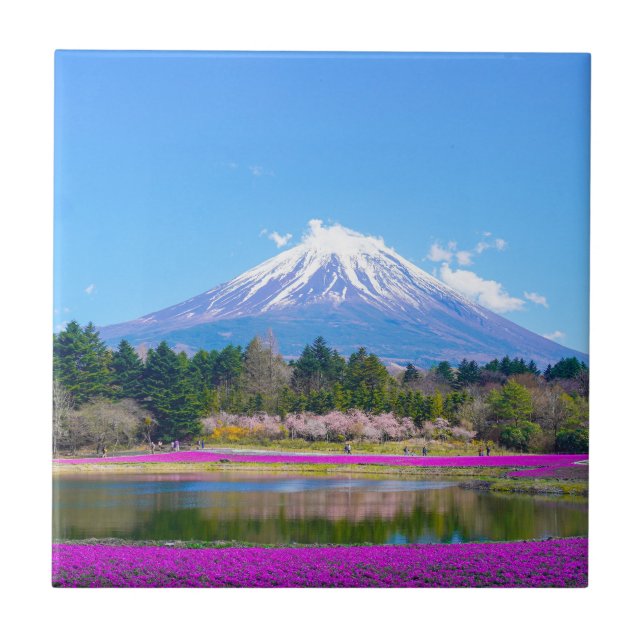 Mount Fuji Trees and Flowers Tile (Front)