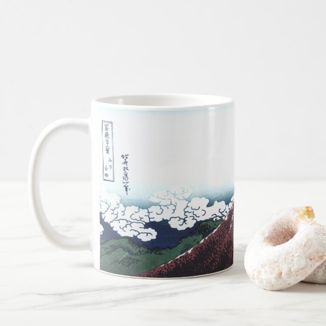 Mount Fuji Ukiyo-e by Hokusai, Japanese Coffee Mug (With Donut)
