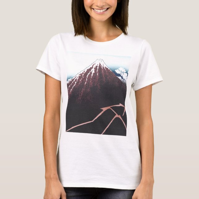 Mount Fuji Ukiyo-e by Hokusai, Japanese T-Shirt (Front)