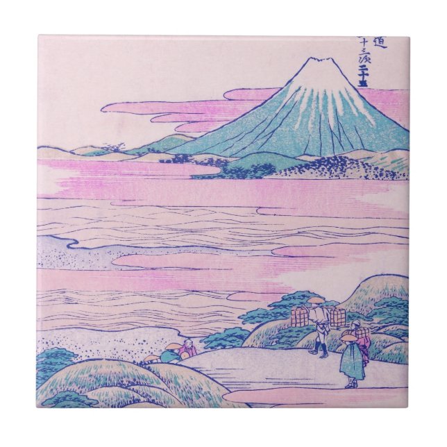 Mount Fuji Ukiyo-e Japanese Vintage Art Tile (Front)