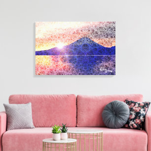 Mount Fuji VI Sunburst Blue by Rofey Canvas Print