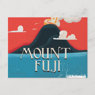Mount Fuji Vintage locomotive Travel Poster Postcard