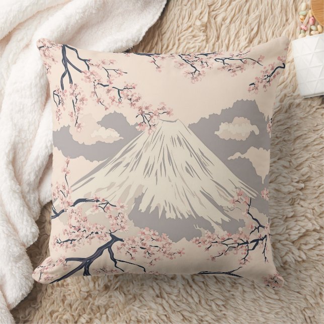 Mount Fuji with Cherry Blossoms – Japanese (2) Cushion (Blanket)