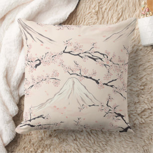 Mount Fuji with Cherry Blossoms – Japanese Cushion