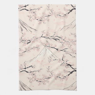 Mount Fuji with Cherry Blossoms – Japanese Tea Towel