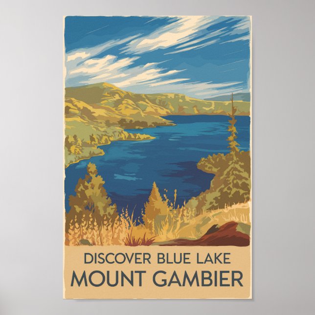 Mount Gambier Australia Illustration Travel Art Poster (Front)