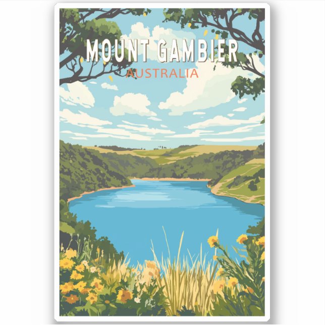 Mount Gambier Australia Travel Art Vintage (Front)