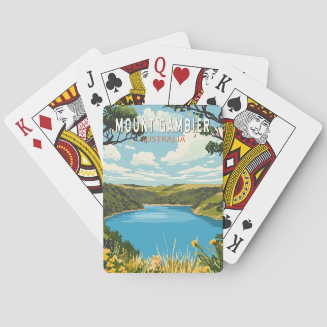 Mount Gambier Australia Travel Art Vintage Playing Cards (Back)