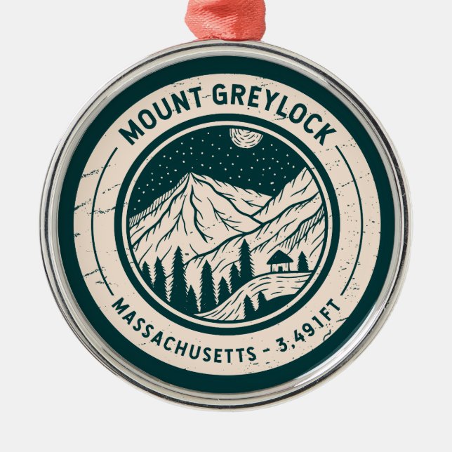 Mount Greylock Massachusetts Hiking Skiing Travel Metal Tree Decoration (Front)