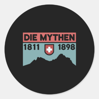 Mount Grosser Mythen Hike Mountain Biking Swiss Hi Classic Round Sticker