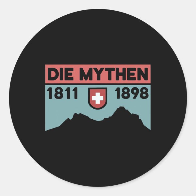 Mount Grosser Mythen Hike Mountain Biking Swiss Hi Classic Round Sticker (Front)