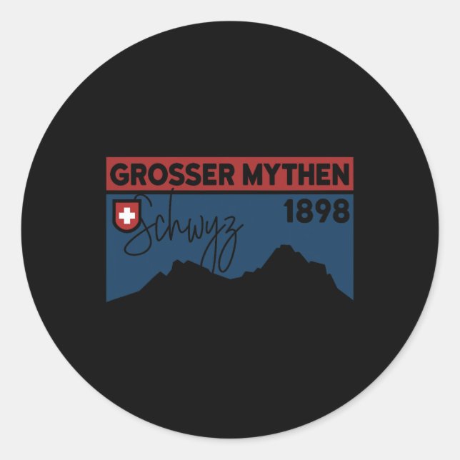 Mount Grosser Mythen Hike Mountain Biking Swiss Hi Classic Round Sticker (Front)