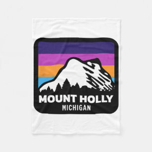 Mount Holly Michigan Skiing Snowboarding Family Sk Fleece Blanket