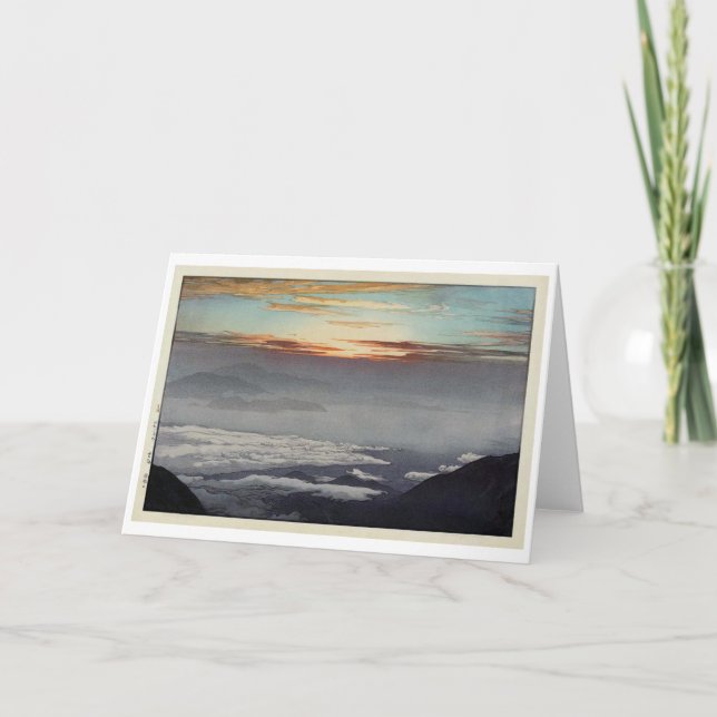 Mount Hōō, Hiroshi Yoshida, Woodcut Card (Front)