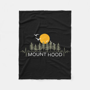 Mount Hood Heartbeat Nature Camper Hiking Fleece Blanket