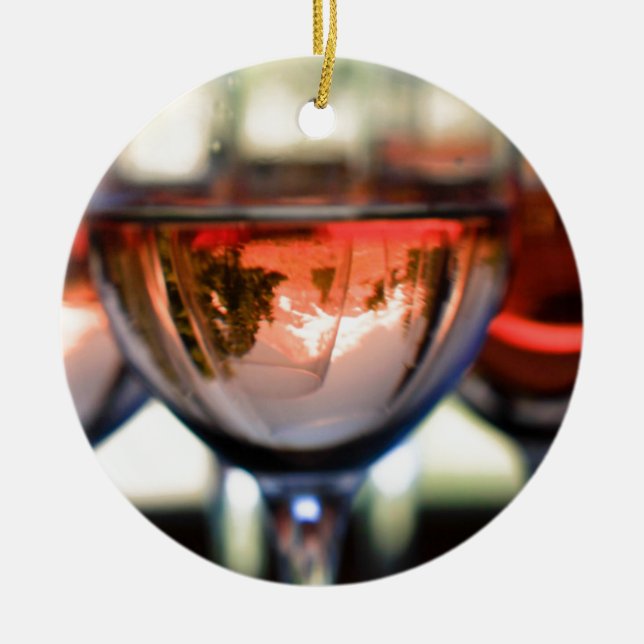 Mount Hood in a Wine Glass Ceramic Tree Decoration (Front)