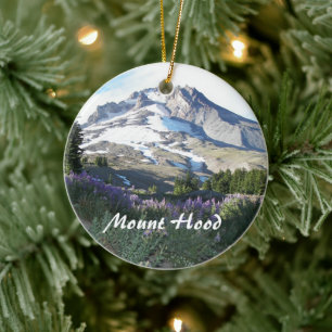 Mount Hood Landscape Holiday Ceramic Tree Decoration