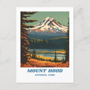Mount Hood National Park illustration retro Vacati Postcard