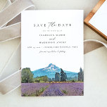 MOUNT HOOD National Park Skyline Save the Date Invitation<br><div class="desc">This save the date features a watercolor painting of Mount Hood. Easily edit *most* wording to meet your needs and add your own photo or photos to the backside with your wedding website. This save the date is perfect for your travel themed destination wedding.</div>